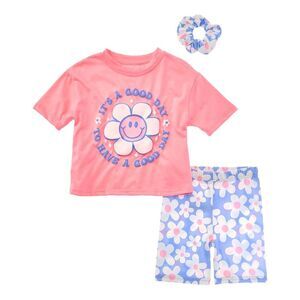 Freestyle Girls  3Pc Have A Good Day Bike Short Set, Blue